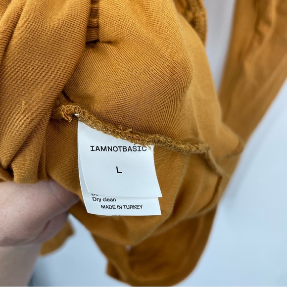 Iamnotbasic Tina bodysuit mustard orange I am not basic strappy ties Sz L - Picture 5 of 6